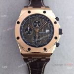 Swiss 3126 Clone Audemars Piguet Rose Gold Gray Dial Leather Strap Watch